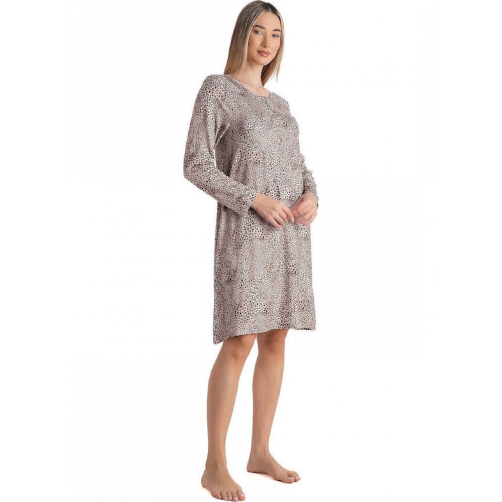 Relax 3426015, Γυναικείο Νυχτικό  Viscose με πατιλέτα, ANIMAL PRINT