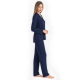 Relax 3426062, Γυναικεία Πυζάμα με Κουμπιά Micromodal, ΜΠΛΕ ΣΚΟΥΡΟ