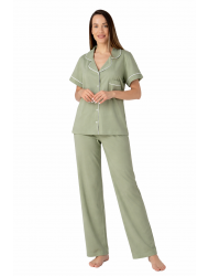 Relax 3326001, Γυναικεία Κουμπωτή Πυτζάμα με σορτς, ΒΕΡΑΜΑΝ