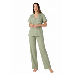 Relax 3326001, Γυναικεία Κουμπωτή Πυτζάμα με σορτς, ΒΕΡΑΜΑΝ