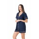 Relax 3326042, Γυναικεία Κουμπωτή Πυτζάμα με σορτς,  ΜΠΛΕ ΣΚΟΥΡΟ