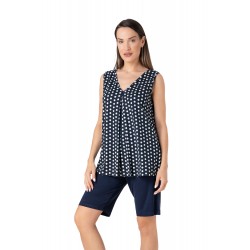 Relax 3326044, Γυναικείο Σετ Πυτζάμες με βερμούδα, ΜΠΛΕ ΣΚΟΥΡΟ