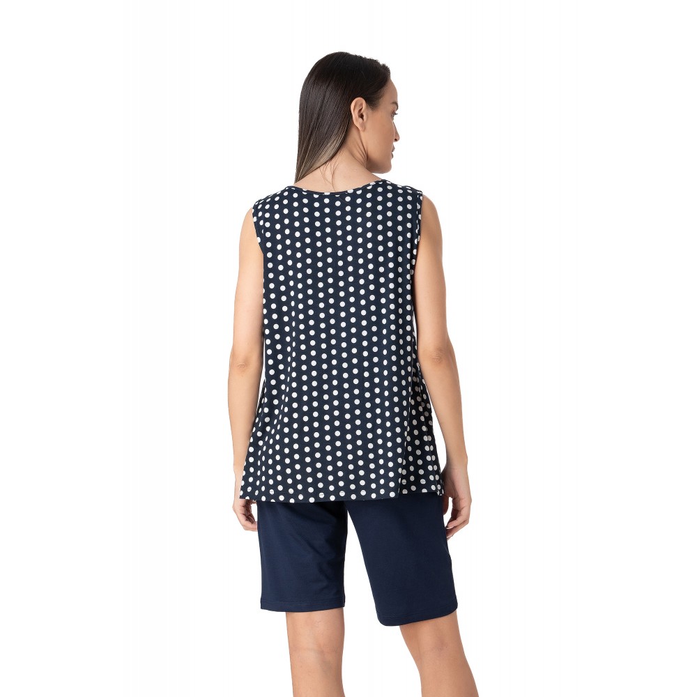 Relax 3326044, Γυναικείο Σετ Πυτζάμες με βερμούδα, ΜΠΛΕ ΣΚΟΥΡΟ