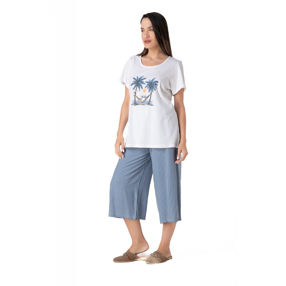 Relax 3326099,  Γυναικεία Πυτζάμα/Homewear με καπρι, ΣΙΕΛ