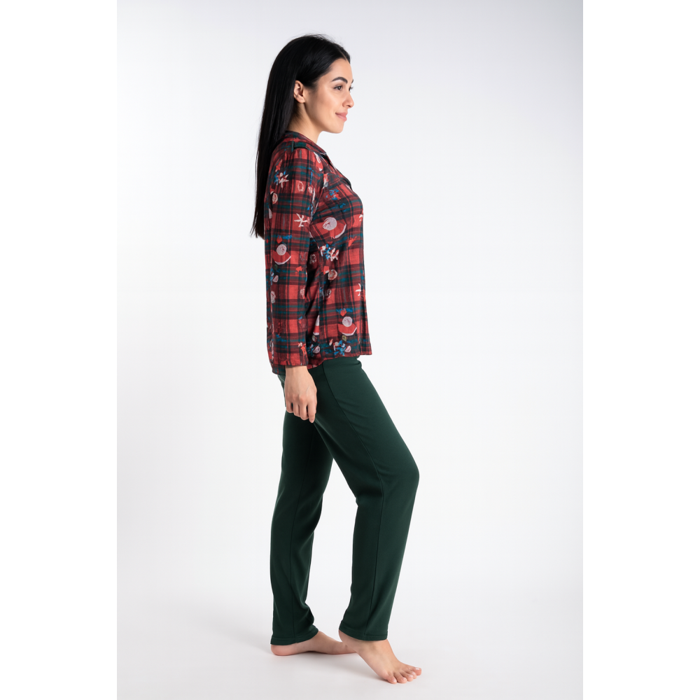 Γυναικεία Κουμπωτή Πυζάμα RELAX 2622067, με χριστουγεννιάτικο print