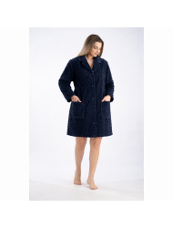 Relax 2823078, Γυναικεία  Ρόμπα με κουμπιά σε ανάγλυφο fleece, ΜΠΛΕ ΣΚΟΥΡΟ