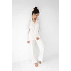 Sensis, Γυναικεία Πυτζάμα Κουμπωτή ΑΜΑΝΙ με ρίγα, ΕΚΡΟΥ