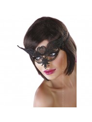 Μάσκα για ιδιαίτερες εμφανίσεις, της Livco Corsetti Mask Black Model 10,  από μαύρη δαντέλα κολαρισμένη με δέσιμο