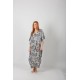Καφτάνι Μάξι Rima-Beachwear Collection 671-10  από ύφασμα terivoile με στρογγυλή λαιμόκοψη ΑΣΠΡΟΜΑΥΡΟ