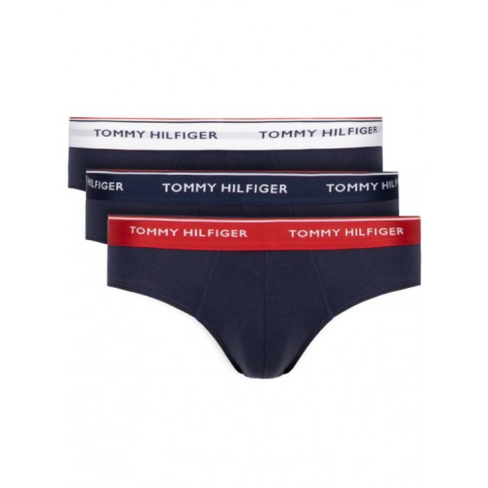 TOMMY HILFIGER Premium Essentials Slip 3pack 1U87903766-904, ΜΠΛΕ ΣΚΟΥΡΟ