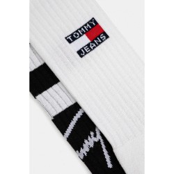 TOMMY HILFIGER 701230657-003 Κάλτσες Unisex TH UNI TJ  SOCK 2pcs  SPORT STRIPE, BLACK+WHITE