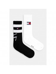 TOMMY HILFIGER 701230657-003 Κάλτσες Unisex TH UNI TJ  SOCK 2pcs  SPORT STRIPE, BLACK+WHITE