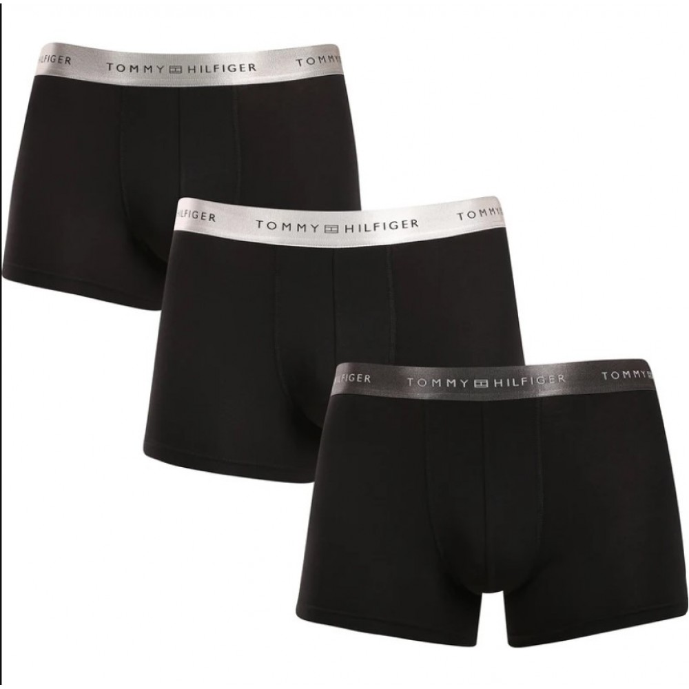 Tommy Hilfiger 3p METALLIC LOGO TRUNKS GIFT SET UM0UM03411-0UH, Σετ 3 Μπόξερ με μεταλλιζέ λογότυπο σε συσκευασία Δώρου, ΜΑΥΡΟ