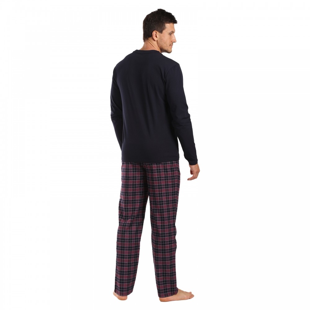 TOMMY HILFIGER UM0UM03360-0U7, Ανδρική Πυτζάμα LS FLANNEL PJ SET PRINT,  ΣΚΟΥΡΟ ΜΠΛΕ