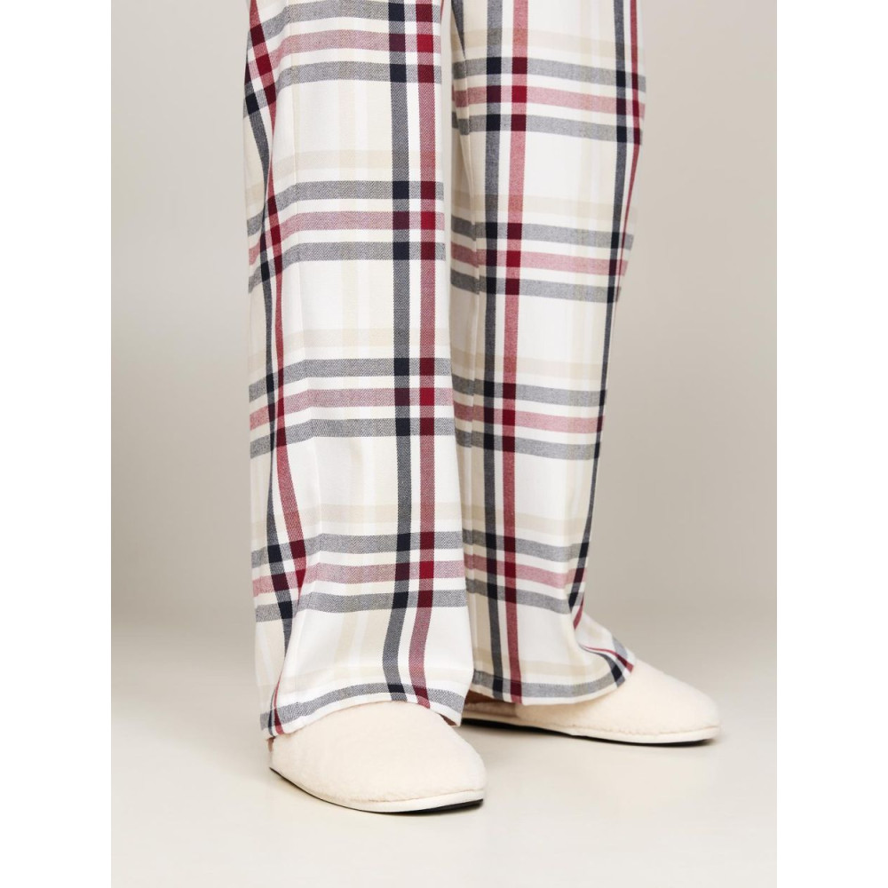 Tommy Hilfiger UW0UW05550-0LY, GIFT FULL FLANNEL PJ SET & SLIPPER, Γυναικείο Σετ Δώρου, ΕΚΡΟΥ