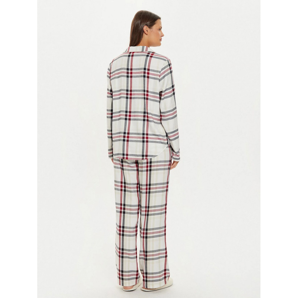 Tommy Hilfiger UW0UW05550-0LY, GIFT FULL FLANNEL PJ SET & SLIPPER, Γυναικείο Σετ Δώρου, ΕΚΡΟΥ