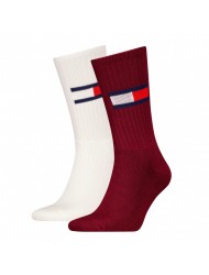 TOMMY HILFIGER 701228222-006, Κάλτσες Unisex TH UNI TJ SOCK 2pcs FLAG, ΜΠΟΡΝΤΟ-ΑΣΠΡΟ