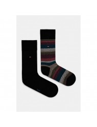 TOMMY HILFIGER 701229837-001  Ανδρικές Κάλτσες TH MEN SOCK 2pcs  HERRINGBONE STRIPE, BLACK