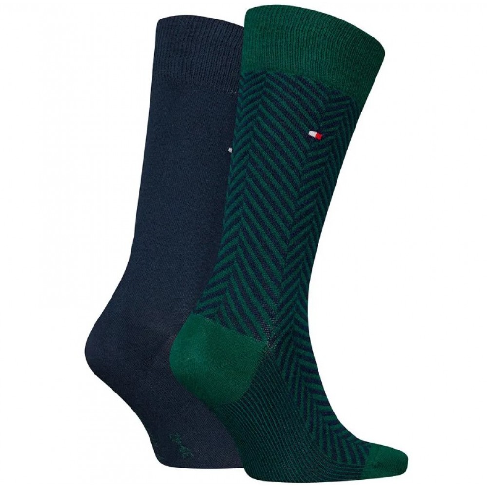 TOMMY HILFIGER 701229838-002  Ανδρικές Κάλτσες TH MEN SOCK 2pcs IRREGULAR HERRINGBONE, DARK GREEN