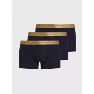 Tommy Hilfiger 3p TRUNK METALLIC WB UM0UM03411-0TU, Σετ 3 Μπόξερ με μεταλλιζέ λογότυπο σε συσκευασία Δώρου, ΜΠΛΕ ΣΚΟΥΡΟ