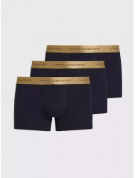 Tommy Hilfiger 3p TRUNK METALLIC WB UM0UM03411-0TU, Σετ 3 Μπόξερ με μεταλλιζέ λογότυπο σε συσκευασία Δώρου, ΜΠΛΕ ΣΚΟΥΡΟ