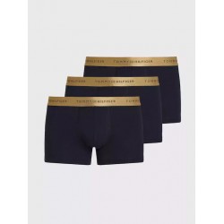 Tommy Hilfiger 3p TRUNK METALLIC WB UM0UM03411-0TU, Σετ 3 Μπόξερ με μεταλλιζέ λογότυπο σε συσκευασία Δώρου, ΜΠΛΕ ΣΚΟΥΡΟ