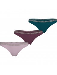 TOMMY HILFIGER UW0UW04890-0V1 3pack Thong , Γυναικείo Σετ 3τεμ. Κυλοτάκια Στρινγ, MULTI COLOR