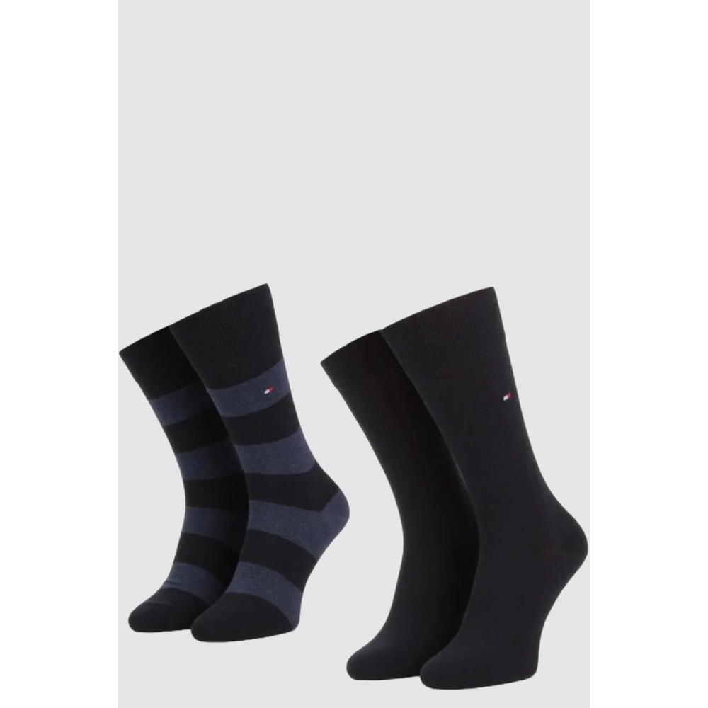 TOMMY HILFIGER 342021001-322, Ανδρικές βαμβακερές Κάλτσες 2 pack, DARK NAVY