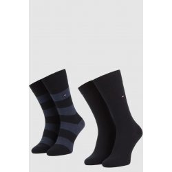 TOMMY HILFIGER 342021001-322, Ανδρικές βαμβακερές Κάλτσες 2 pack, DARK NAVY