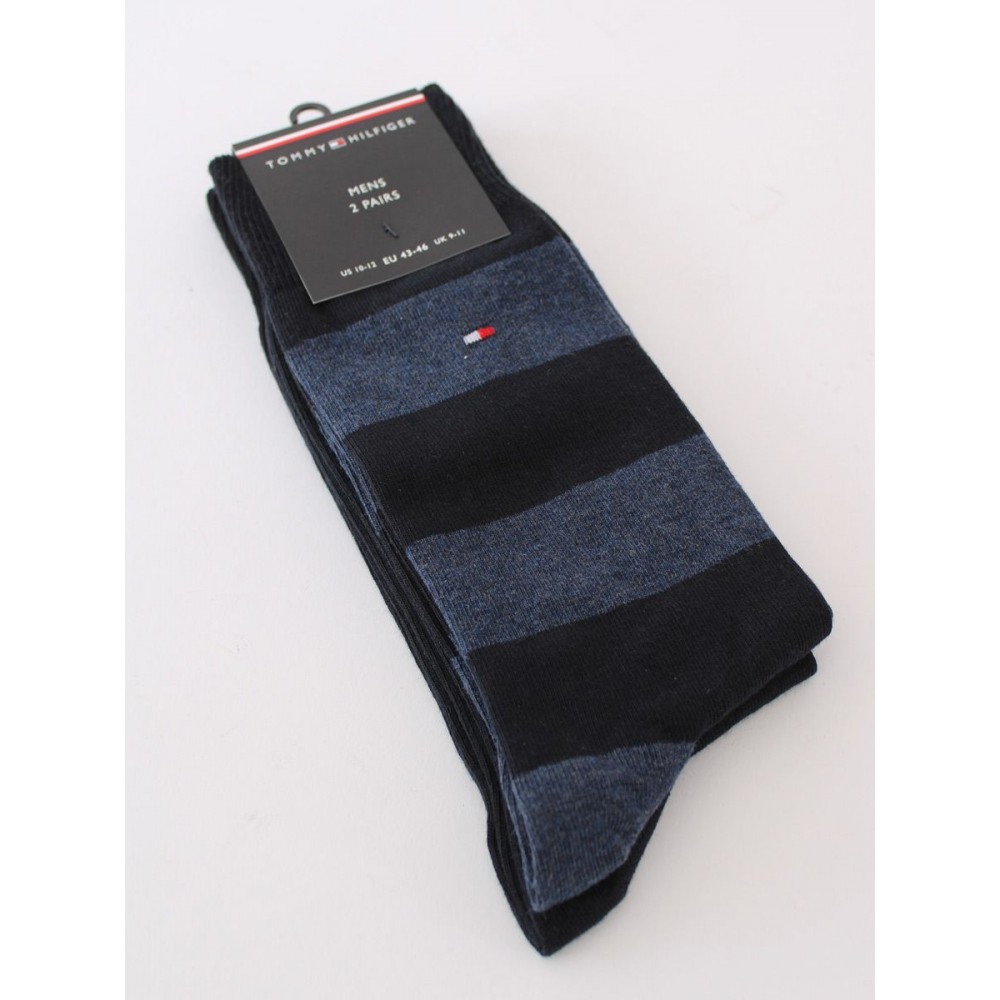 TOMMY HILFIGER 342021001-322, Ανδρικές βαμβακερές Κάλτσες 2 pack, DARK NAVY