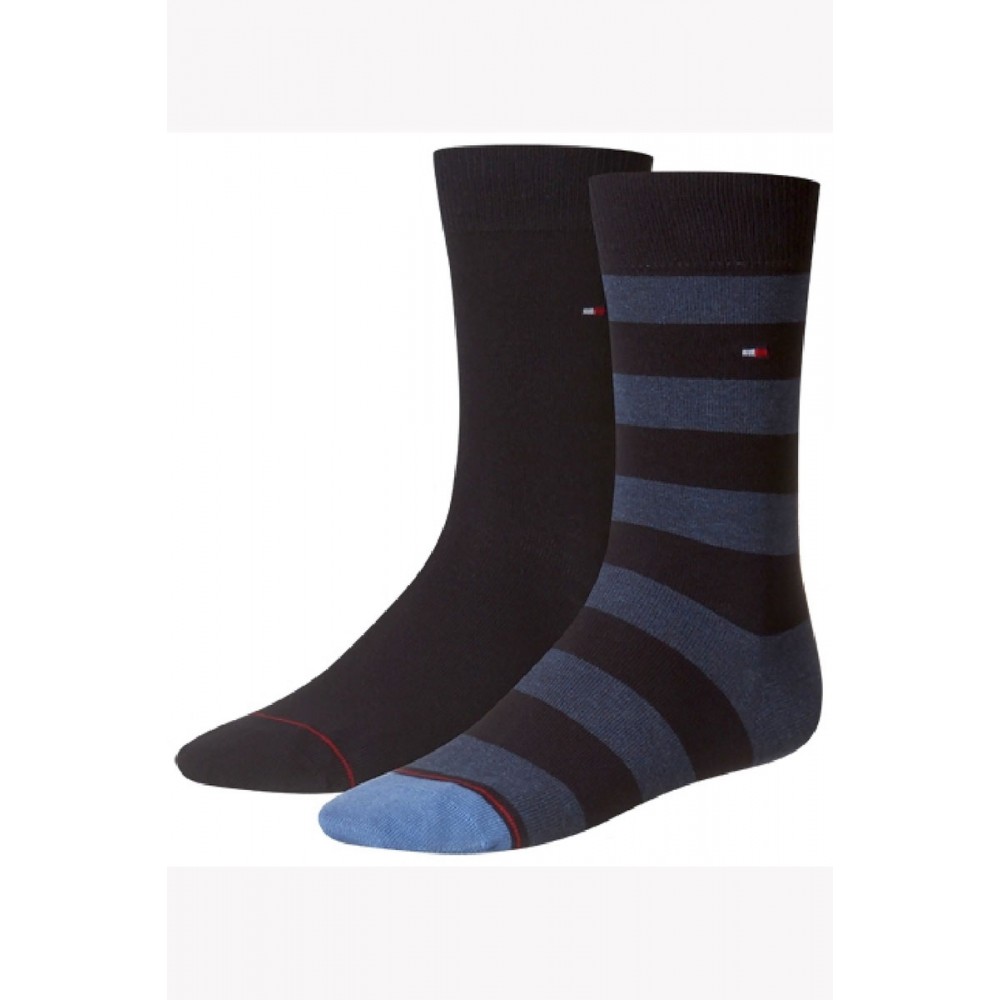 TOMMY HILFIGER 342021001-322, Ανδρικές βαμβακερές Κάλτσες 2 pack, DARK NAVY