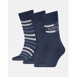 TOMMY HILFIGER 701235376-003, TH MEN SOCK 3pcs GIFT BOX TOMMY STRIPE, JEANS