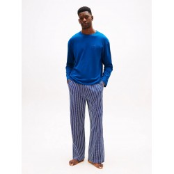Tommy Hilfiger LS Jersey PJ  Set Print UM0UM03602-0V2, Ανδρική Πυζάμα Σετ με ριγέ παντελόνι DEEP INDIGO