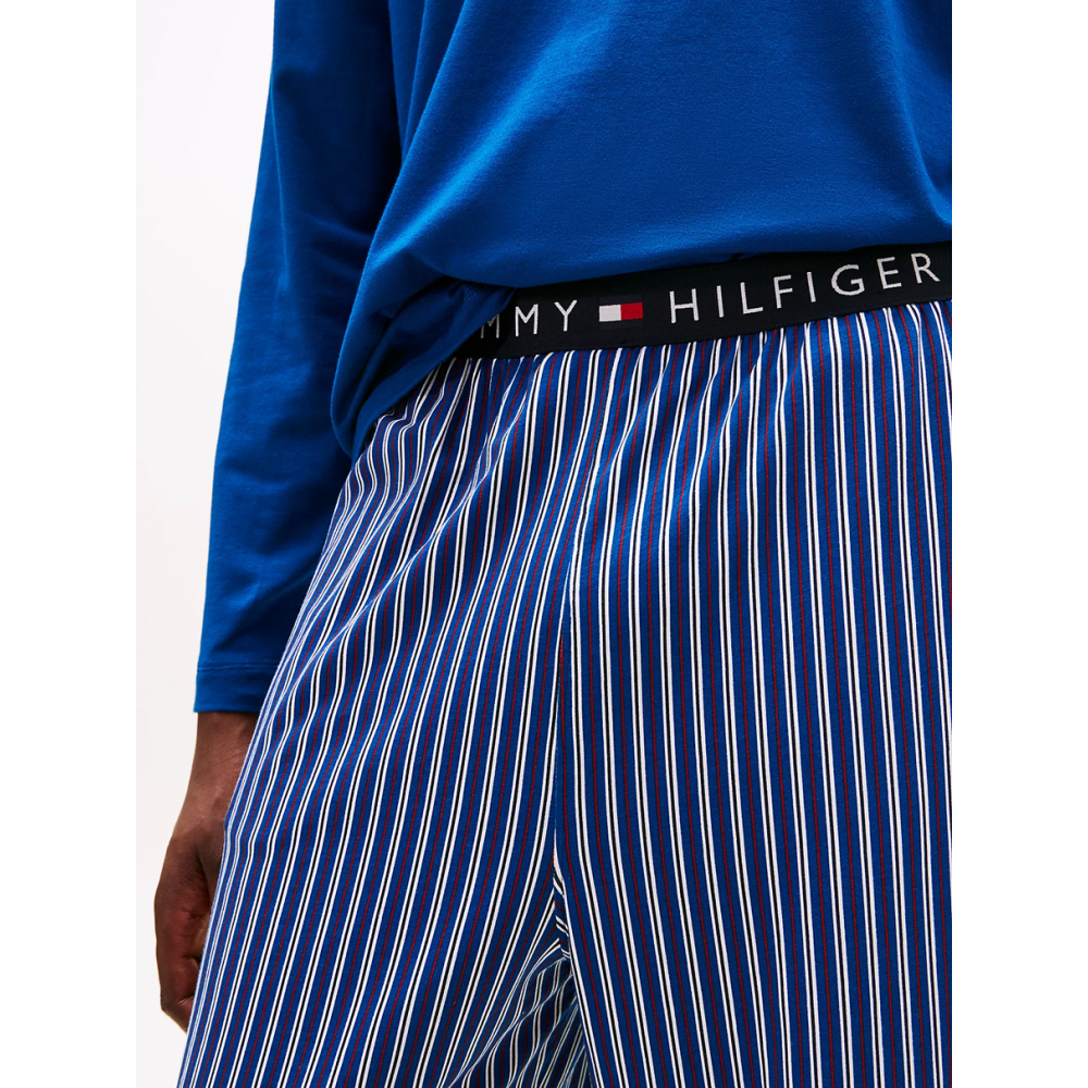 Tommy Hilfiger LS Jersey PJ  Set Print UM0UM03602-0V2, Ανδρική Πυζάμα Σετ με ριγέ παντελόνι DEEP INDIGO