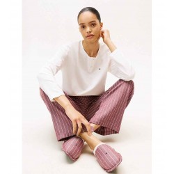 TOMMY HILFIGER UW0UW06154-0SN, Essential Flannel Pyjamas And Slippers Gift Set, ΕΚΡΟΥ/ΚΟΚΚΙΝΗ