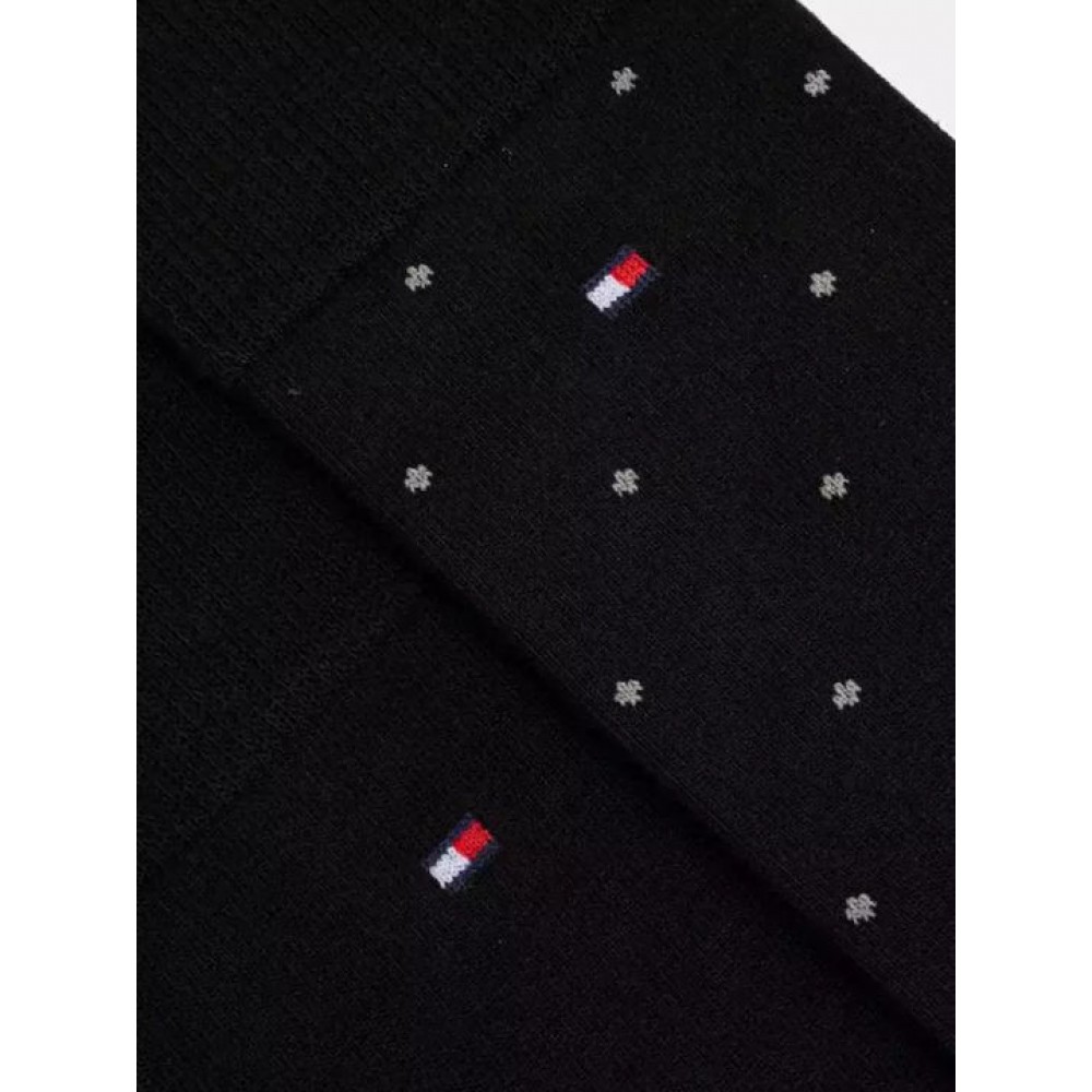 TOMMY HILFIGER 701230780-001, Ανδρικές βαμβακερές Κάλτσες DOT 2 pack, ΜΑΥΡΟ