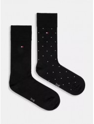 TOMMY HILFIGER 701230780-001, Ανδρικές βαμβακερές Κάλτσες DOT 2 pack, ΜΑΥΡΟ
