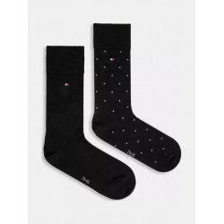 TOMMY HILFIGER 701230780-001, Ανδρικές βαμβακερές Κάλτσες DOT 2 pack, ΜΑΥΡΟ