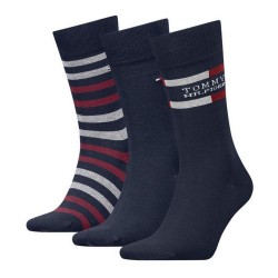TOMMY HILFIGER 701235376-001, TH MEN SOCK 3pcs GIFT BOX TOMMY STRIPE, ΜΠΛΕ