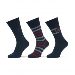 TOMMY HILFIGER 701235376-001, TH MEN SOCK 3pcs GIFT BOX TOMMY STRIPE, ΜΠΛΕ