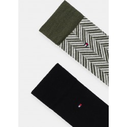 TOMMY HILFIGER 701236309-004, Ανδρικές βαμβακερές Κάλτσες 2 pack, IRREGULAR HERRINGBONE,  ARMY GREEN