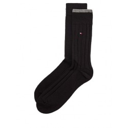 TOMMY HILFIGER 701236317-001, TH MEN SOCK 2pcs STRUCTURE RIB, Ανδρικές Κάλτσες 2 ζεύγη, ΜΑΥΡΟ