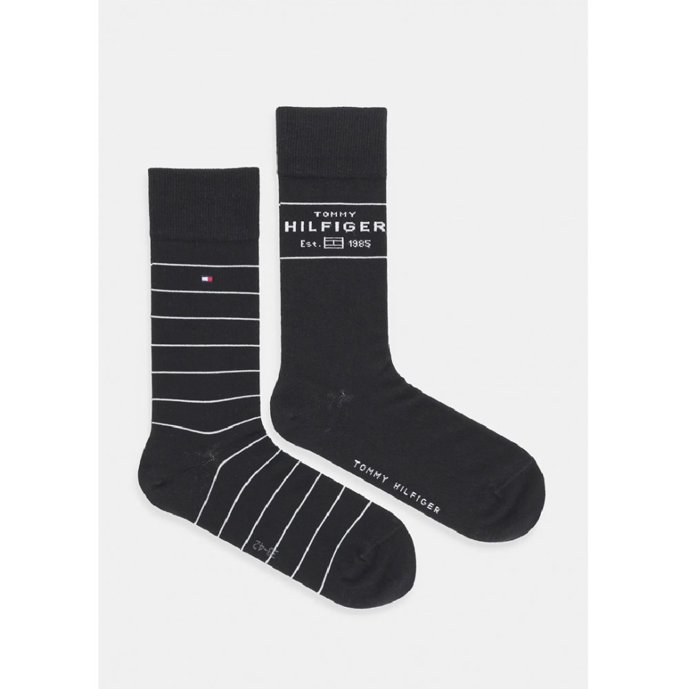 TOMMY HILFIGER 701236634-001, Ανδρικές βαμβακερές Κάλτσες 2 pack,  ΜΑΥΡΟ