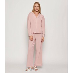 TOMMY HILFIGER UW0UW06142-C1G, Γυναικείο Set Κουμπωτή Πυτζάμα  LS SHIRT PANTS SET , ΡΟΖ