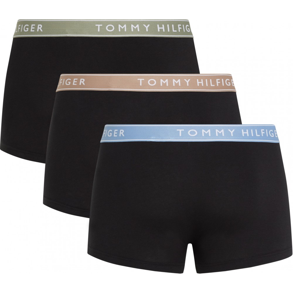 Tommy Hilfiger UM0UM03457-0SJ 3pack TRUNK WB, Ανδρικά Μπόξερ 3τεμ. με εξωτερικό λάστιχο, ΜΑΥΡΟ