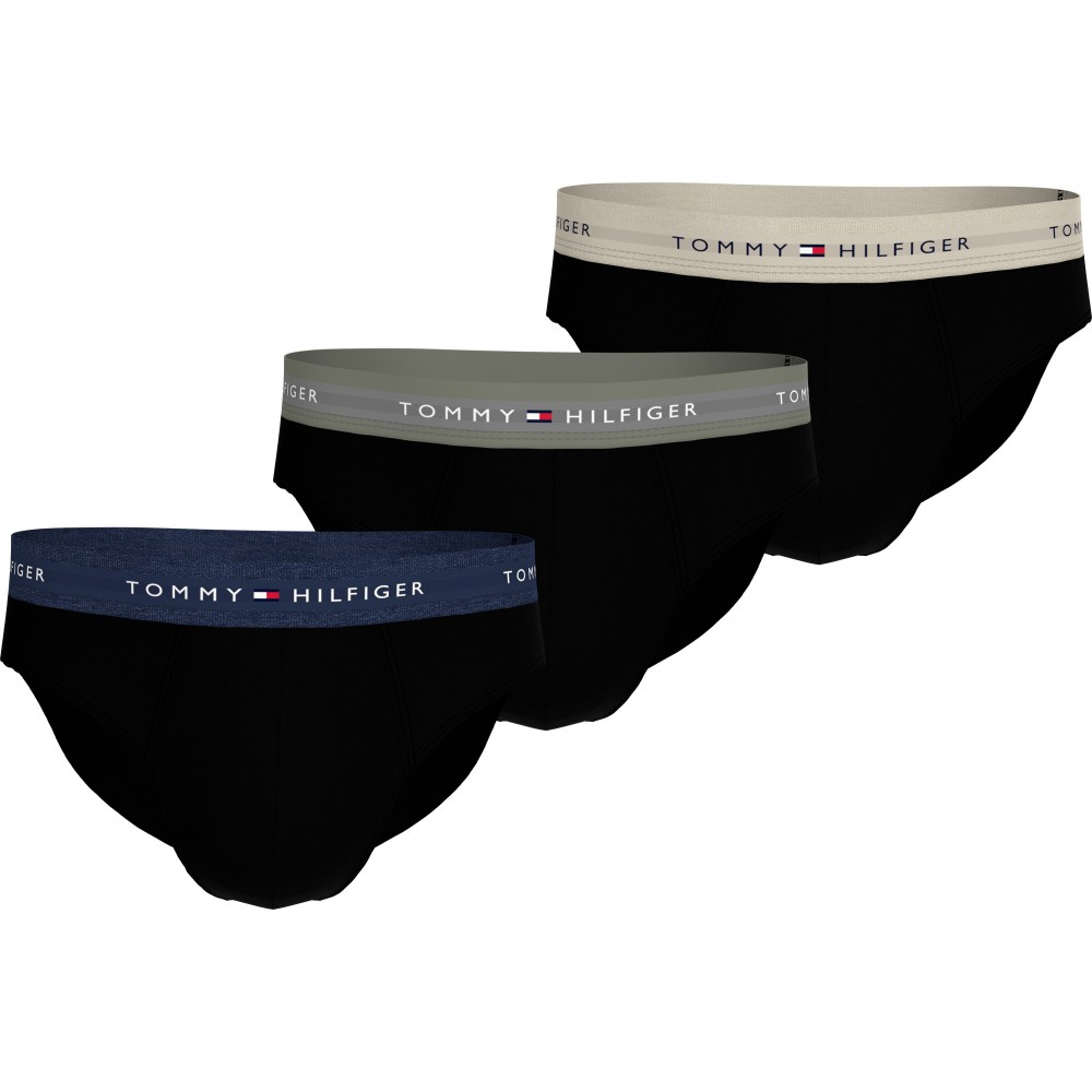 TOMMY HILFIGER UM0UM03471-0TR, Ανδρικά Βαμβακερά Σλιπ 3 pack, ΜΑΥΡΟ