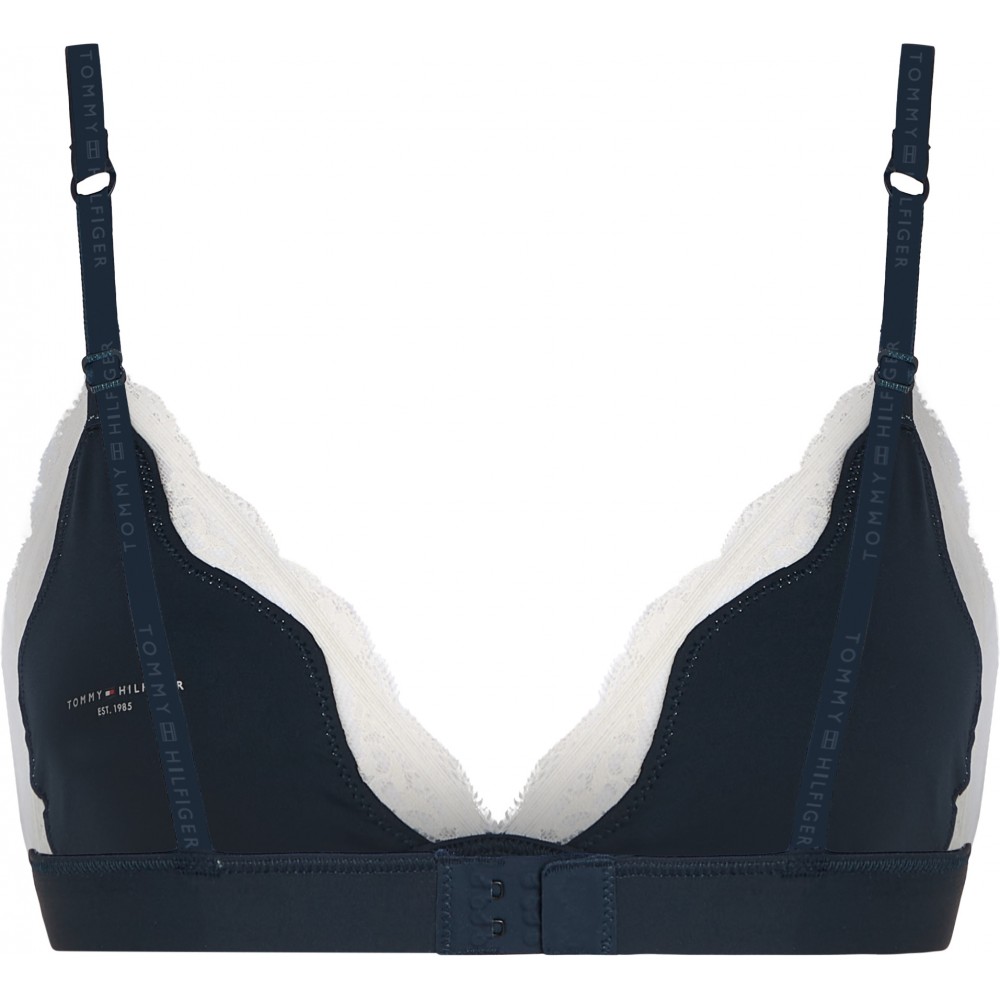 Tommy Hilfiger UW0UW06052-C1G, Γυναικείο Σουτιέν Unlined Lace Triangle, ΜΠΛΕ ΣΚΟΥΡΟ