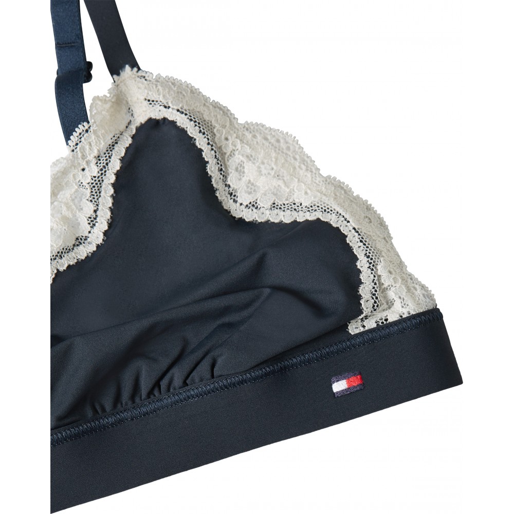 Tommy Hilfiger UW0UW06052-C1G, Γυναικείο Σουτιέν Unlined Lace Triangle, ΜΠΛΕ ΣΚΟΥΡΟ