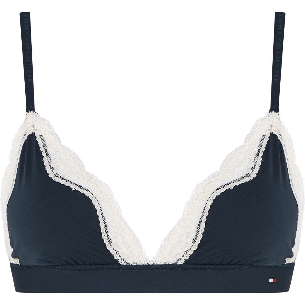 Tommy Hilfiger UW0UW06052-C1G, Γυναικείο Σουτιέν Unlined Lace Triangle, ΜΠΛΕ ΣΚΟΥΡΟ
