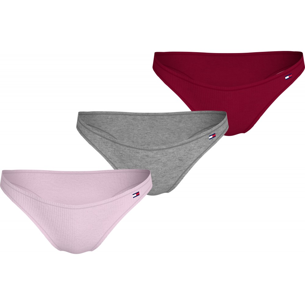 Tommy Hilfiger 3pack RIB DIPPED BRAZILIAN UW0UW06130-0WT, Γυναικεία Κυλοτάκια Brazilian, MULTI COLOR 